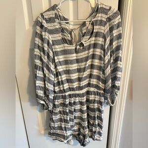 HOLDING HORSES Navy and White Striped Romper